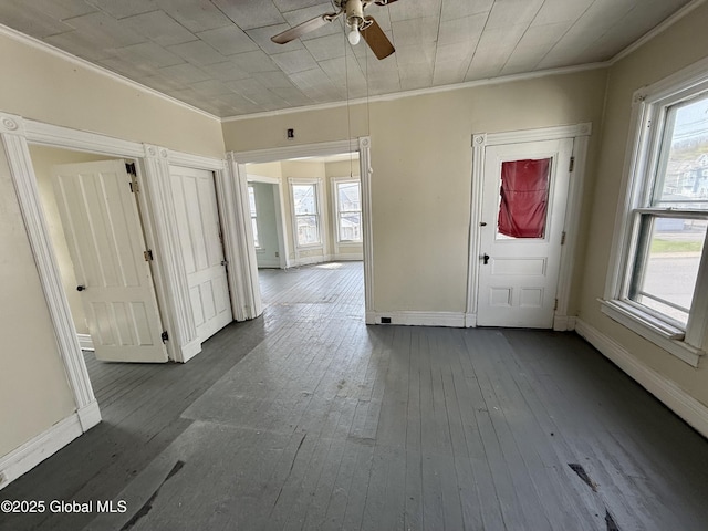 25-27 Caroline St, Amsterdam, NY 12010 - interior space with plenty of natural light, ornamental molding, and a ceiling fan