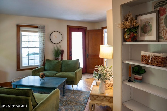 living area with wood finished floors