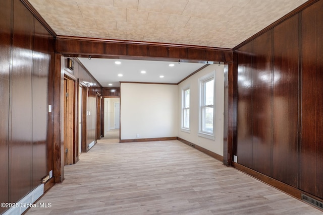 5 Barney St, Schenectady, NY 12307 - hall with crown molding, baseboards, visible vents, and light wood-type flooring
