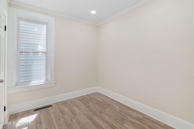 5 Barney St, Schenectady, NY 12307 - unfurnished room with visible vents, ornamental molding, wood finished floors, baseboards, and recessed lighting