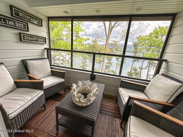5A6 Sagamore Rd, Bolton, NY 12814 - sunroom featuring a water view, outdoor lounge area, and a wealth of natural light