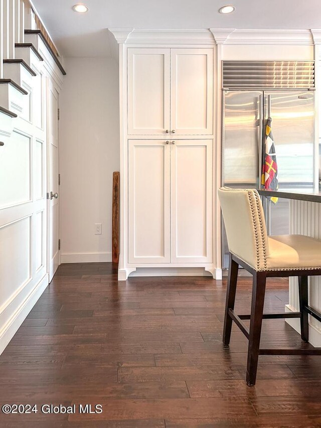 5A6 Sagamore Rd, Bolton, NY 12814 - dining area featuring baseboards, recessed lighting, and dark wood-style floors