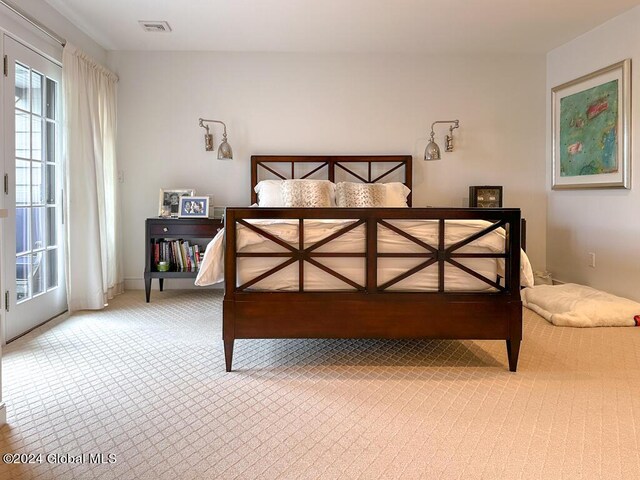 5A6 Sagamore Rd, Bolton, NY 12814 - bedroom featuring baseboards, access to outside, light carpet, and visible vents