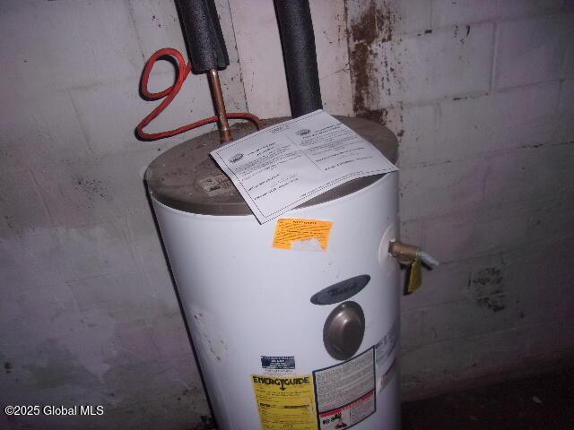 utility room with water heater