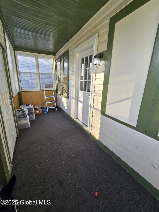view of unfurnished sunroom
