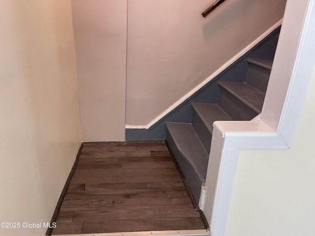 staircase featuring wood finished floors