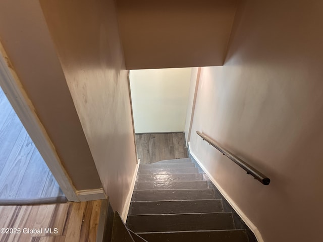 staircase with wood finished floors