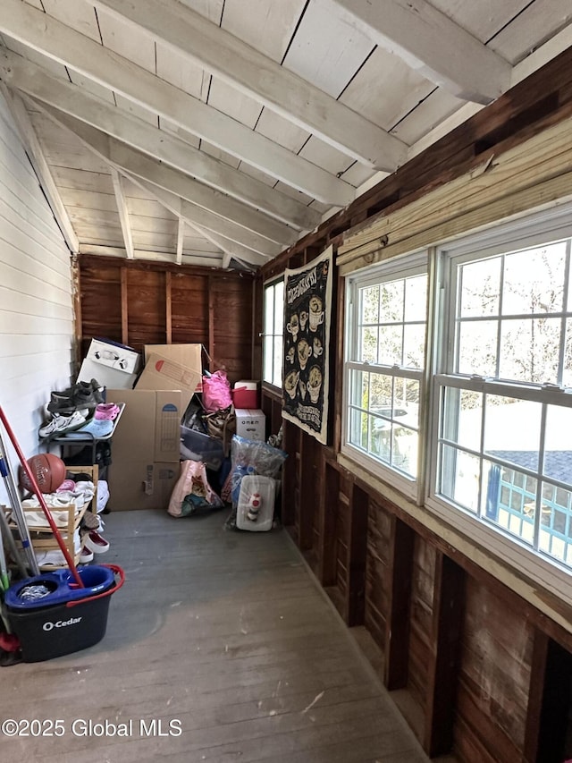 18 Ingersoll Ave, Schenectady, NY 12305 - unfurnished sunroom with beam ceiling and washer and dryer