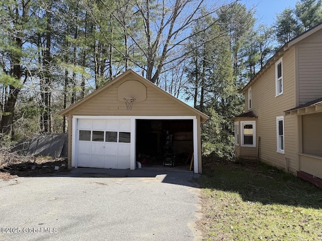 view of detached garage