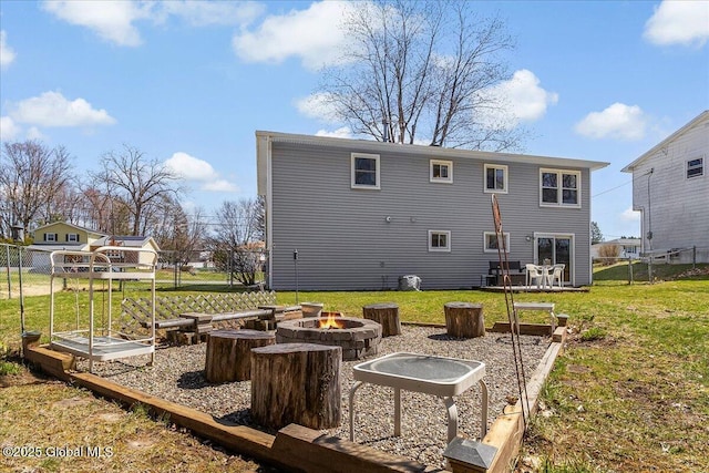 67 Fairlawn Dr, Colonie, NY 12110 - rear view of property featuring a fire pit