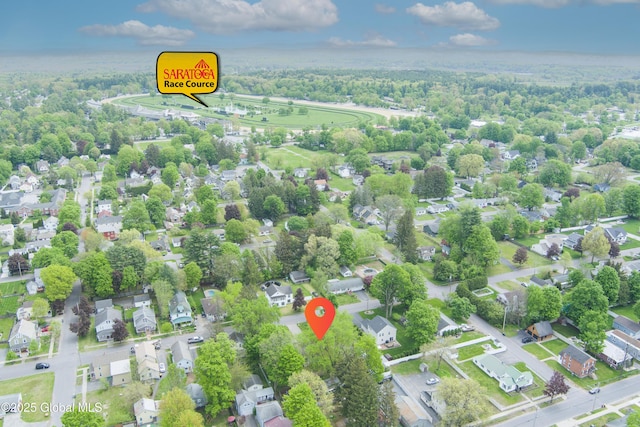 41 Madison St, Saratoga Springs, NY 12866 - aerial overview of property's location featuring nearby suburban area