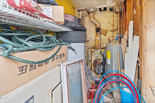 utility room featuring water heater