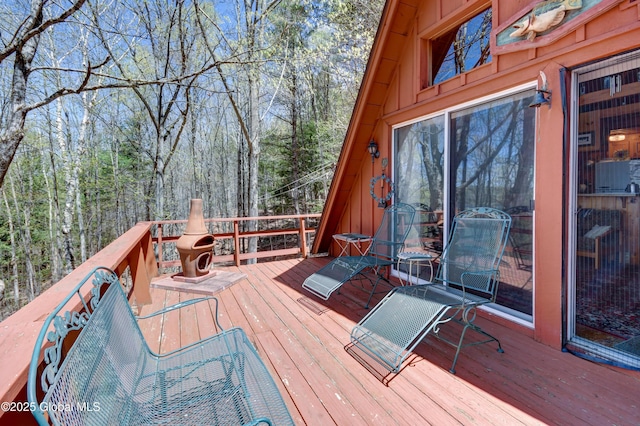 deck with a view of trees