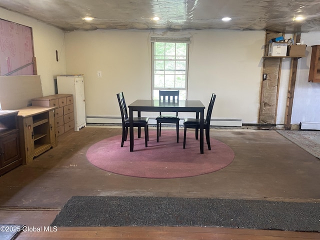 18751 State Route 22, Petersburgh, NY 12138 - dining area featuring baseboard heating, concrete floors, and a baseboard radiator