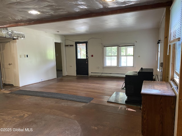 18751 State Route 22, Petersburgh, NY 12138 - entrance foyer featuring baseboard heating and a wood stove