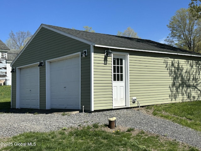 view of detached garage