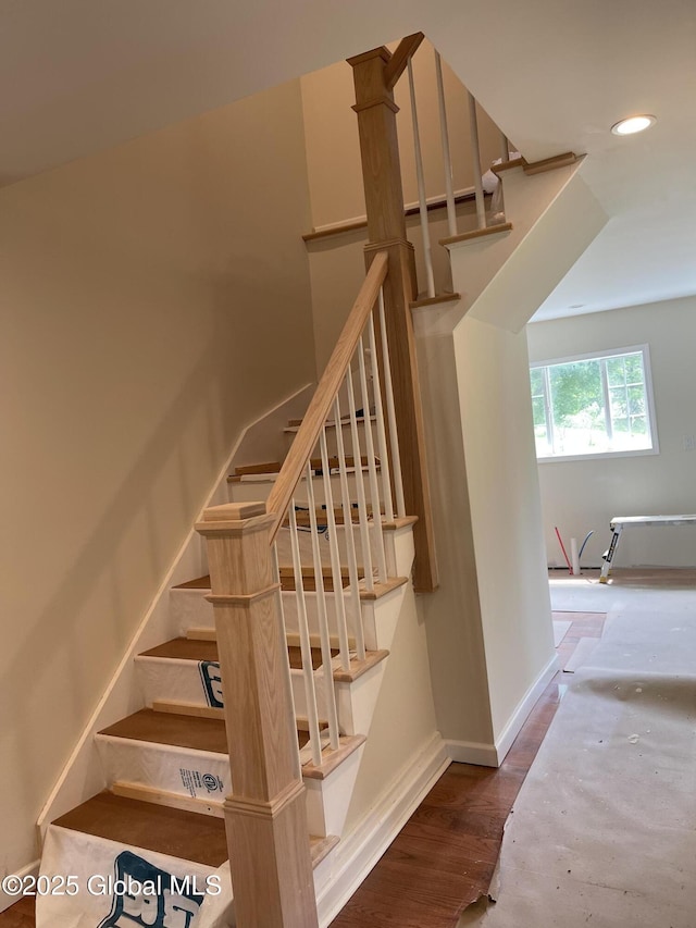 1108 State Route 295, Chatham, NY 12060 - stairway featuring recessed lighting, baseboards, and wood finished floors