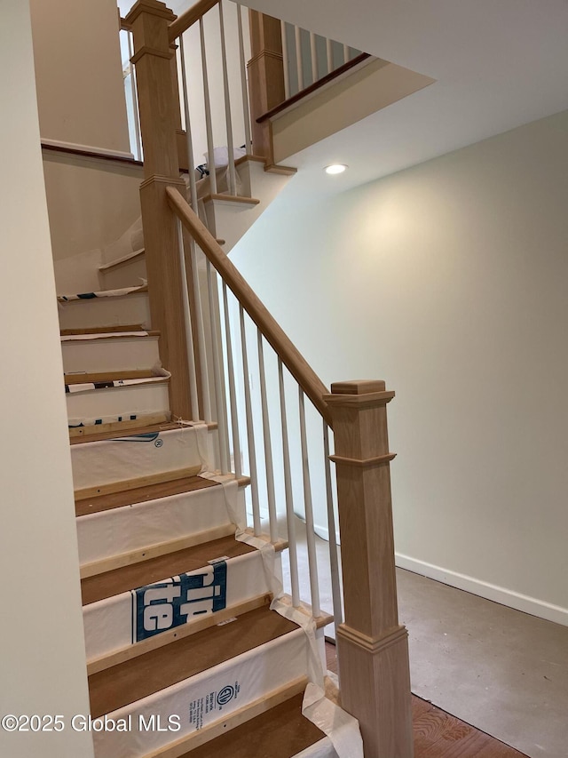 1108 State Route 295, Chatham, NY 12060 - stairway featuring baseboards, concrete floors, and recessed lighting