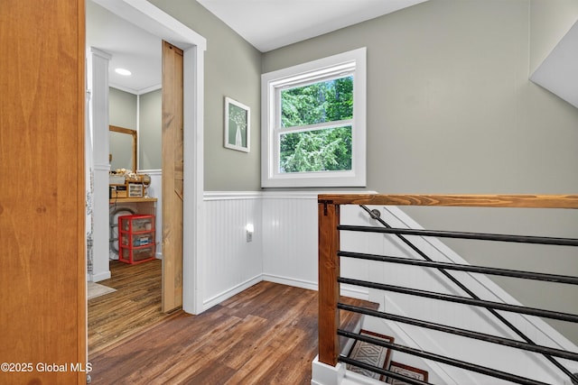 175 Library Ave, Warrensburg, NY 12885 - stairway with wood finished floors and wainscoting