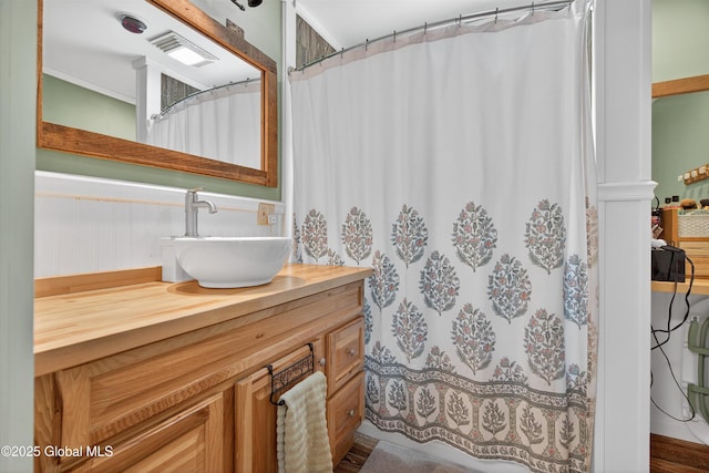 175 Library Ave, Warrensburg, NY 12885 - bathroom with vanity and a shower with curtain