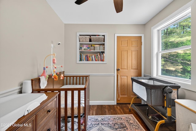 175 Library Ave, Warrensburg, NY 12885 - bedroom featuring dark wood-type flooring and a ceiling fan