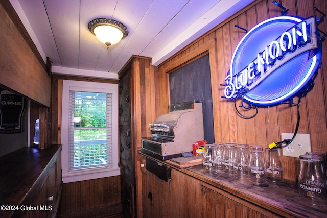 interior space with wood walls