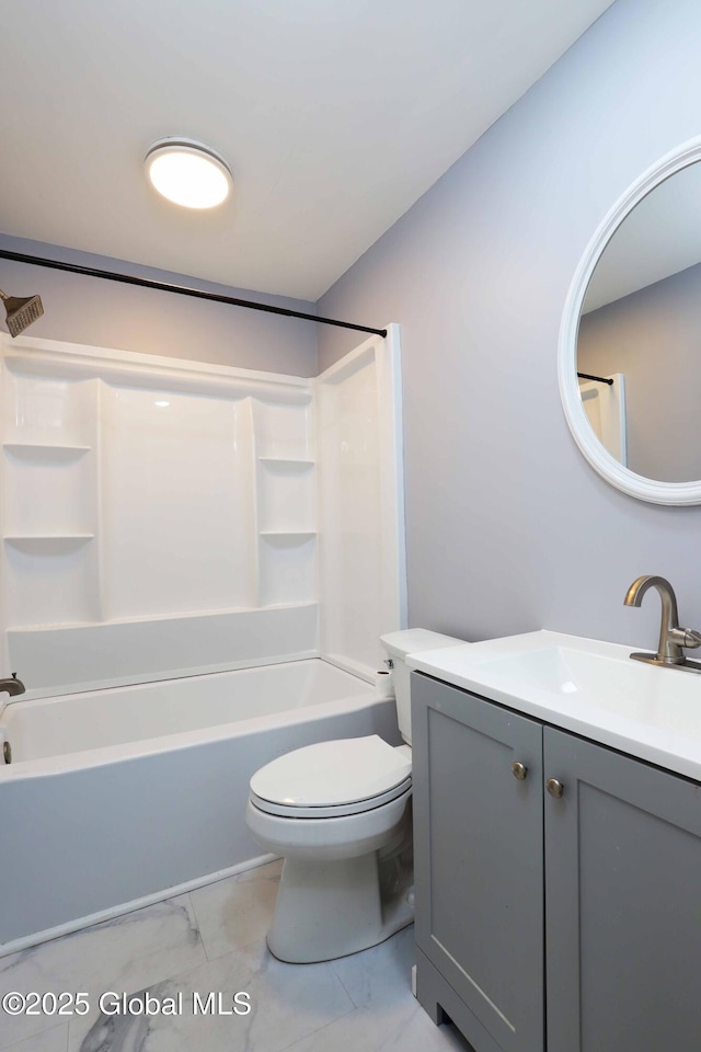 701 Engleman Ave, Glenville, NY 12302 - bathroom featuring marble finish floors, toilet, bathing tub / shower combination, and vanity