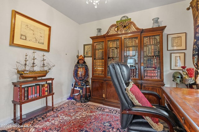 home office with baseboards