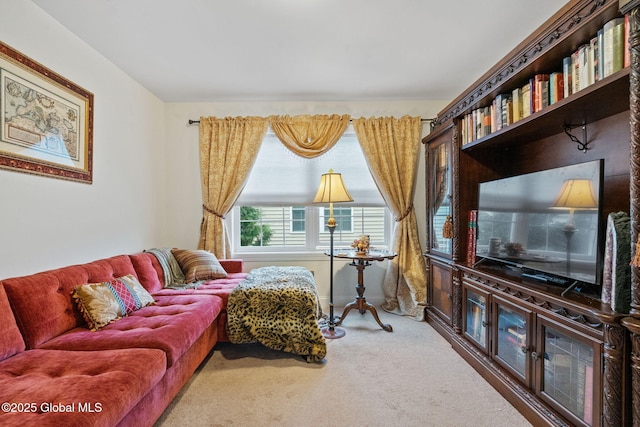 living room with carpet flooring