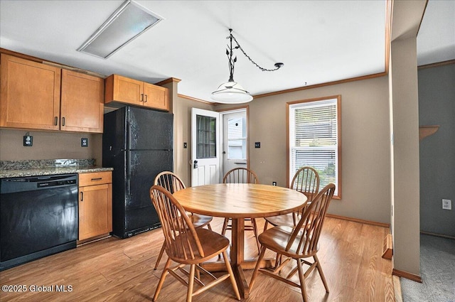 23 Hilton Dr, Moreau, NY 12803 - dining area with light wood-type flooring, ornamental molding, and baseboards