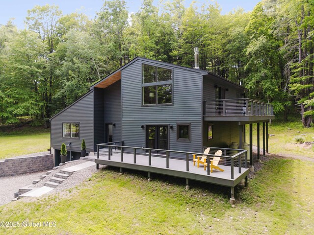 829 Jefferson Rd, Nassau, NY 12123 - back of house with a lawn, a balcony, and a wooden deck