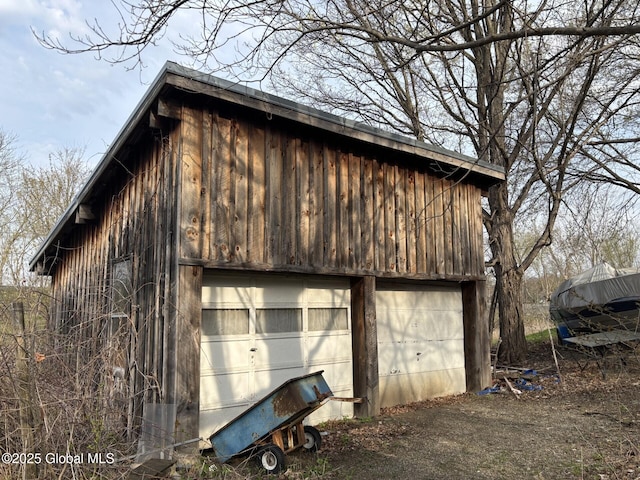 view of detached garage