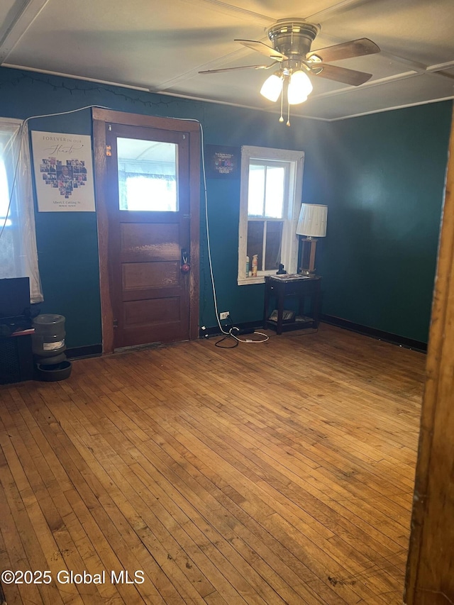 10 Valley View Ln, Moriah, NY 12956 - entryway featuring ceiling fan and hardwood / wood-style floors