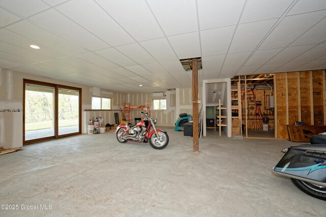 below grade area featuring recessed lighting