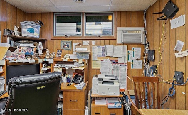 storage area with a wall mounted AC