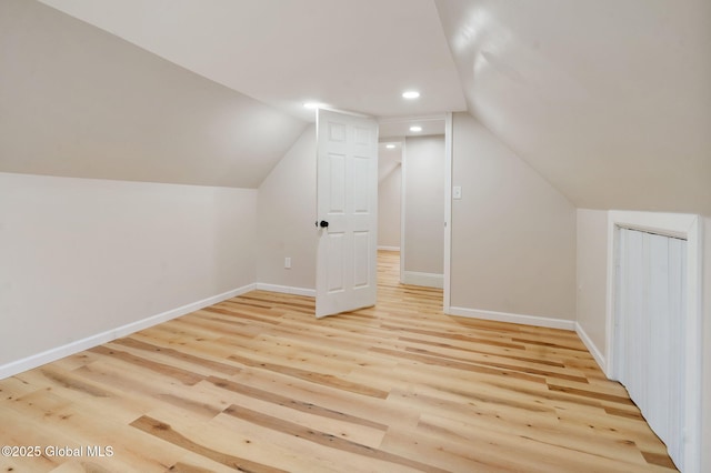 18 Bertha St, Albany, NY 12209 - bonus room featuring baseboards, lofted ceiling, recessed lighting, and wood finished floors