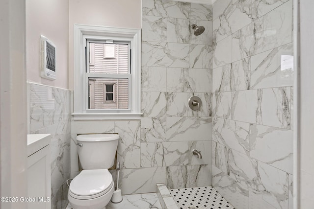 18 Bertha St, Albany, NY 12209 - full bath with vanity, toilet, and a tile shower