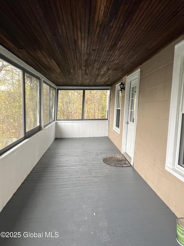 view of unfurnished sunroom