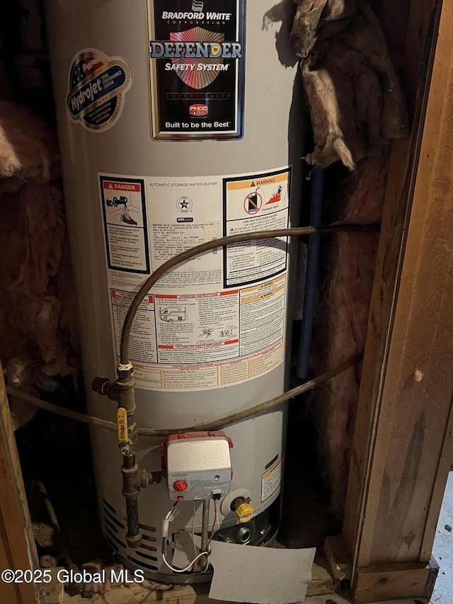 utility room with water heater