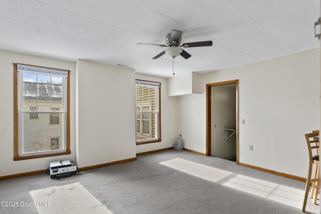 100 3rd St, Waterford, NY 12188 - empty room with ceiling fan, baseboards, and carpet