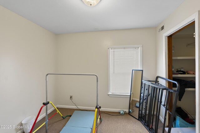 100 3rd St, Waterford, NY 12188 - workout area featuring baseboards, carpet floors, and visible vents