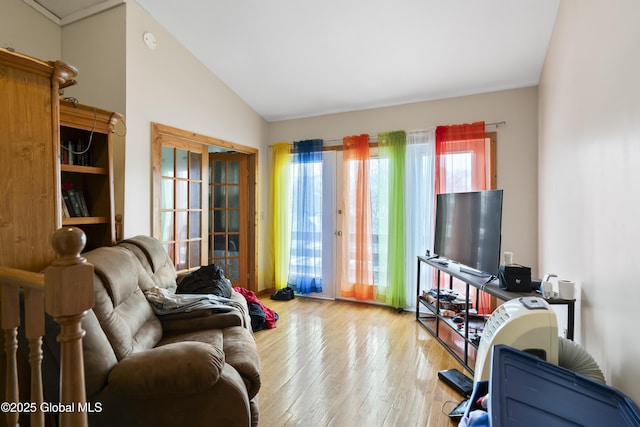 100 3rd St, Waterford, NY 12188 - living area with lofted ceiling and hardwood / wood-style flooring