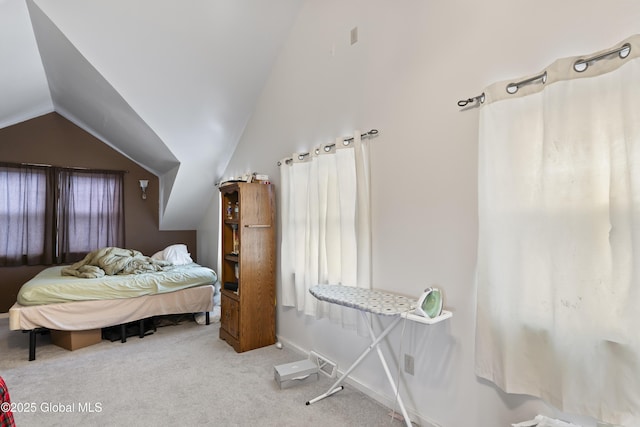 100 3rd St, Waterford, NY 12188 - bedroom featuring carpet floors, baseboards, and vaulted ceiling