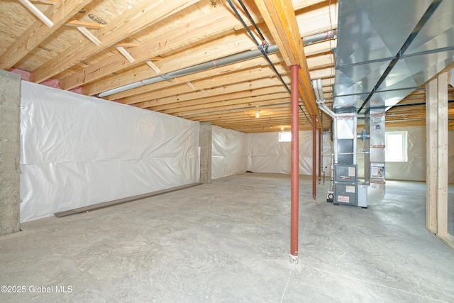 below grade area with heating unit