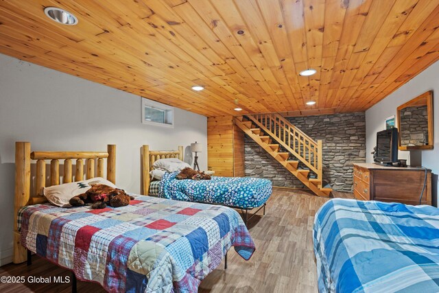 3550 Boyhaven Rd, Middle Grove, NY 12850 - bedroom featuring wood ceiling, recessed lighting, and wood finished floors