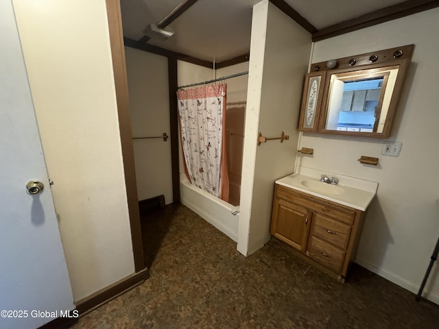 6 Cline St, Dolgeville, NY 13329 - bathroom featuring vanity and shower / bath combination with curtain