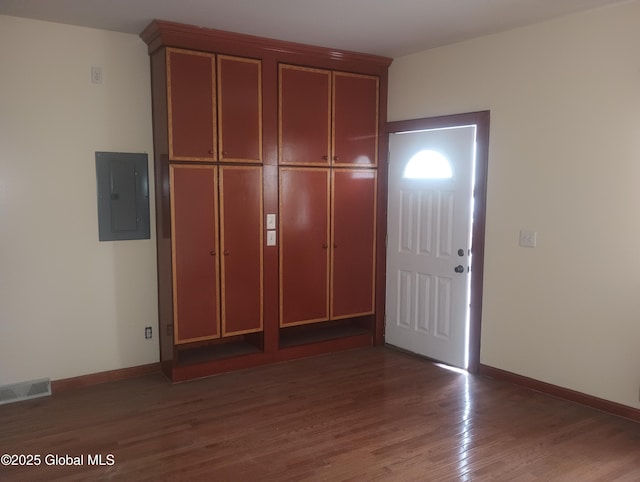 55 Watervliet Ave, Albany, NY 12206 - entrance foyer featuring baseboards, visible vents, wood finished floors, and electric panel