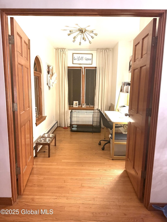 hall with light wood finished floors