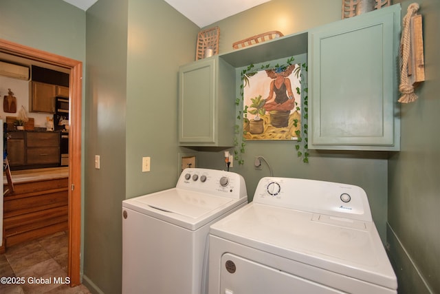 975 Riverview Rd, Schenectady, NY 12309 - clothes washing area with cabinet space, washer and clothes dryer, and tile patterned flooring