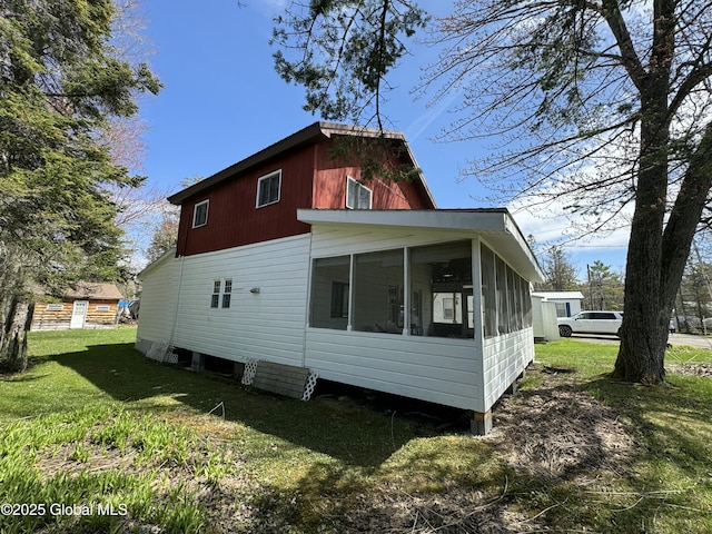 113 Forest Ave, Caroga, NY 12032 - view of side of property featuring a yard and a sunroom